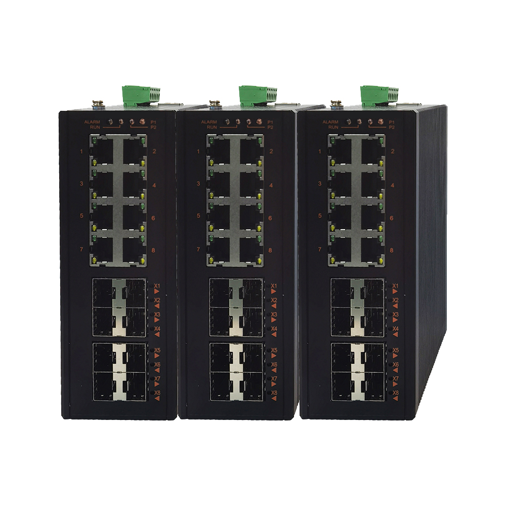 MEGA6616P工业级卡轨式千兆8光8电网管型IEEE1588 PTP时钟POE交换机