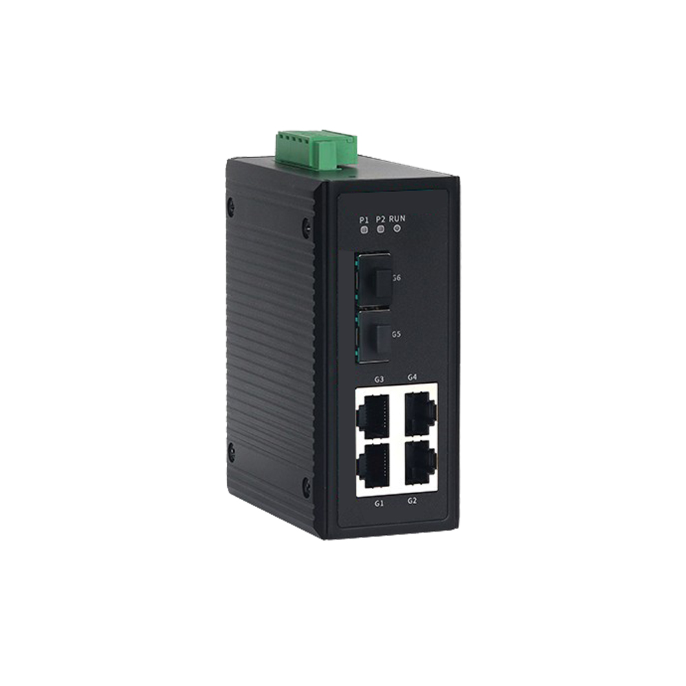 经济型工业级千兆2光4电网管型自愈环网交换机